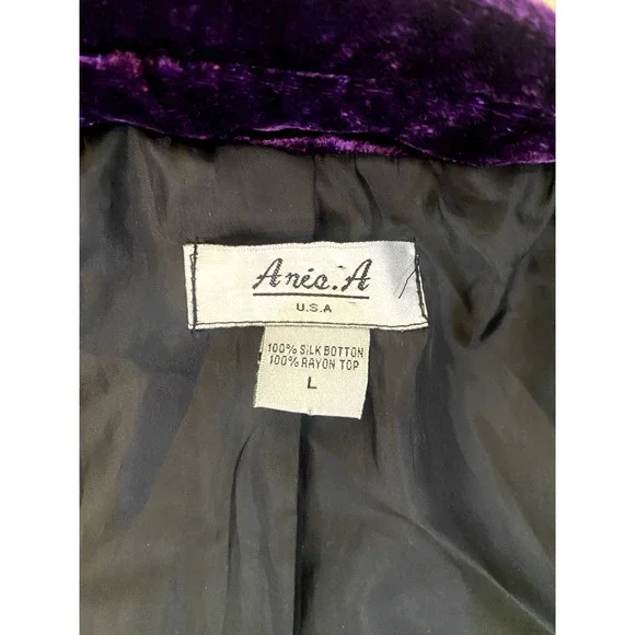 Vintage Anis USA Iridescent Peacock Jacket Kimono L Silk Top Boho Slow Phoebe - Picture 12 of 12